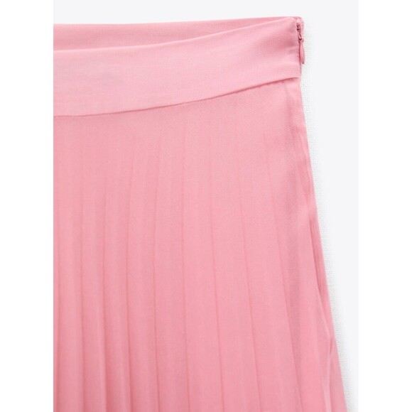 Pink Zara High-Waisted Pleated Flowy Midi Skirt (NWT) - Picture 2 of 6